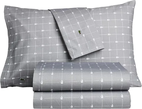 Vista 11 de Lacoste Slice - Juego de sábanas de percal 100 % algodón, 3 piezas – Fresco, marcado, mate y duradero, certificado Oeko-Tex – Estampado, Rosa Rosa