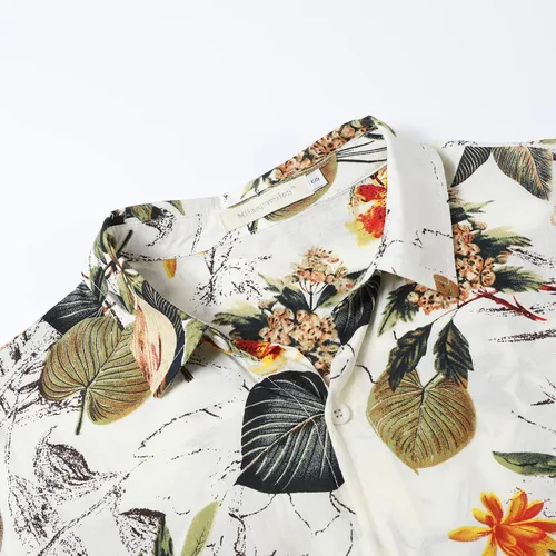 Vista 3 de milanpavilion Camisa hawaiana para hombre, camisa de verano con flores de playa, camisas de manga corta con botones para hombre