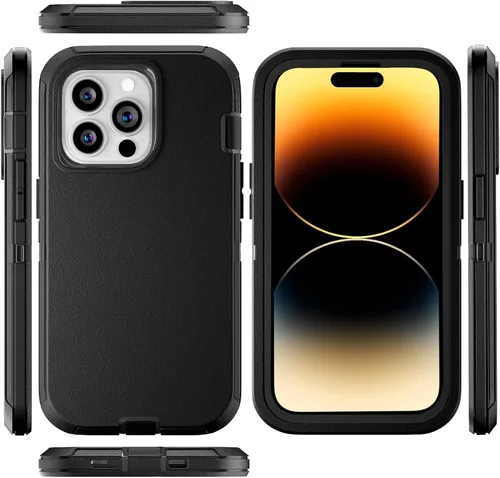 Vista 4 de Funda para iPhone 14 Pro Max de 6.7 pulgadas con 2 protectores de pantalla y soporte de funda de clip para cinturón, resistente protección de cuerpo