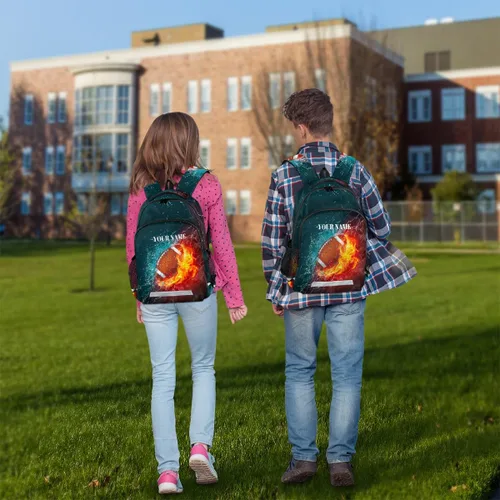 Vista 7 de Mochila personalizada con nombre para niños, adolescentes, deportes, béisbol, mochila personalizada de 16 pulgadas para niños, Fútbol americano