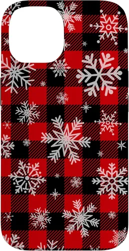 Vista 4 de Snowflakes Snow Snowing Christmas Winter Red Black Plaid Case for iPhone 17