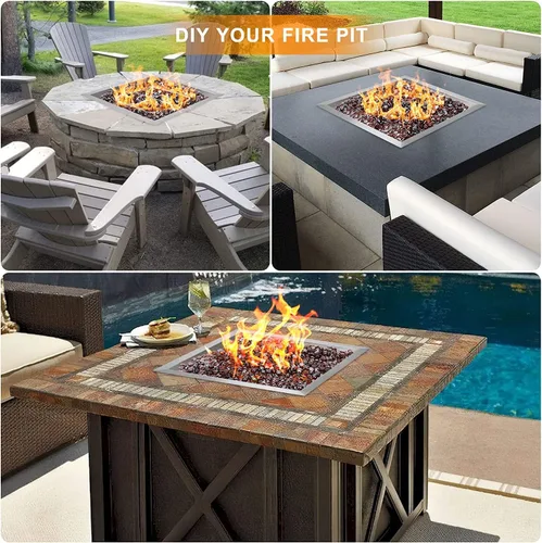 Vista 6 de onlyfire Anillo Quemador Cuadrado de 12 Pulgadas para Fogata de Gas Natural y Propano y Chimenea, Quemador de Fogata DIY de Acero Inoxidable 304