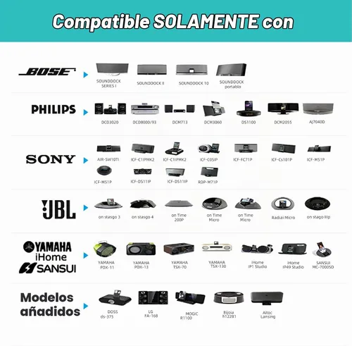 Vista 4 de Adaptador receptor Bluetooth de 30 pines para Bose iPod iPhone SoundDock y otras bases de altavoz de 30 pines con cable Aux de 3.5mm
