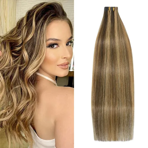 Vista 26 de WindTouch Extensiones de cabello humano con cinta adhesiva, color rojo, 20 unidades, 14 pulgadas, #rojo, 1.06 oz