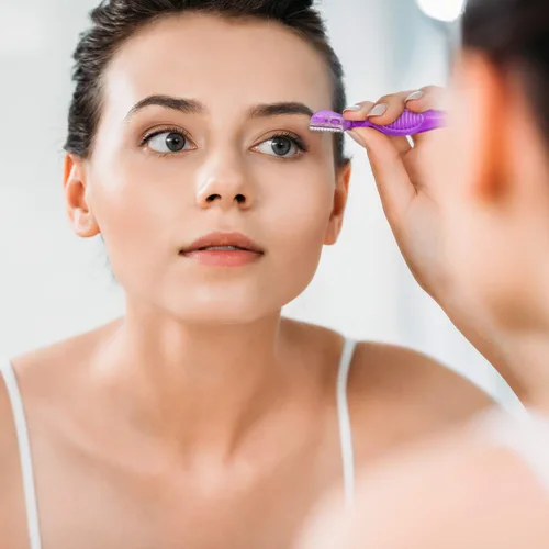 Vista 4 de 24 piezas de maquinilla de afeitar de cejas, mini afeitadora portátil de cejas multiusos, de acero inoxidable, herramientas de cuidado facial
