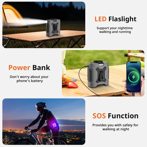 Vista 6 de LOUISWARE Ventilador de cintura portátil de 10000 mAh, ventilador de cintura portátil de 18000 rpm, ventilador de cuello con tiempo de trabajo