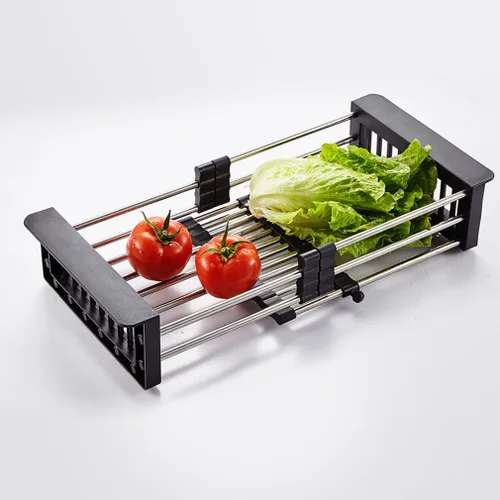 Vista 5 de Escurridor de platos para fregadero, escurridor de acero inoxidable para fregaderos de 12.5 a 20.5 pulgadas, organizador de encimera de cocina