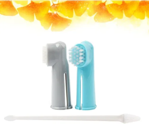 Vista 4 de Yardwe 2 Set PET Two Head Toothbrush Finger Brush Teeth Cleaning