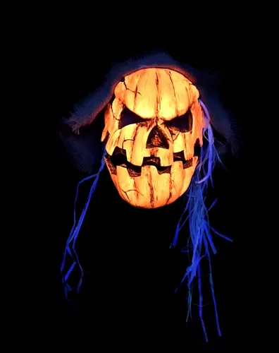 Vista 2 de Zagone - Máscara de calabaza con luz negra y luz UV, color naranja