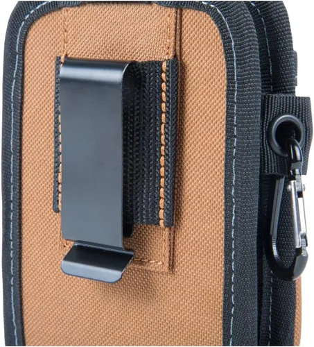 Vista 5 de Dickies Bolsa grande para teléfono con 2 compartimentos, clip de acero de ajuste universal para cinturón de herramientas, correa de seguridad sobre