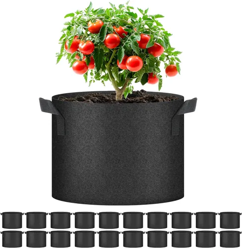 Vista 17 de Bolsas de cultivo de plantas HealSmart 3 galones, juego de 10 macetas para tomate con asas, tela no tejida de aireación, maceta de jardinería Negro