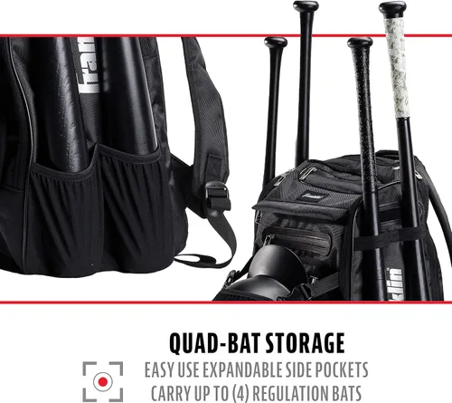 Vista 4 de Franklin Sports Mochilas para béisbol y sóftbol + MLB + USA Softball - Bolsas de equipo para béisbol + sóftbol rápido - Mochilas para bates