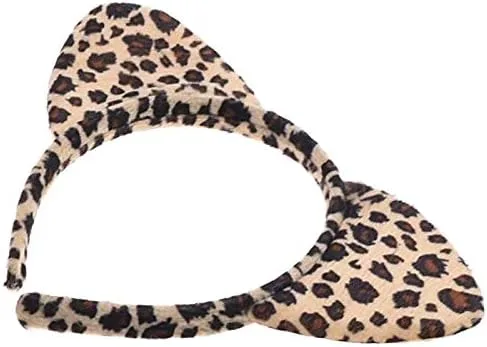 Vista 2 de Bluecell Kit de disfraz de fiesta con orejas de gato de gatito color estampado de leopardo amarillo
