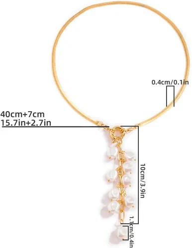 Vista 5 de WDIRARA Collar de cadena larga de serpiente Twist Y Lariat para mujer