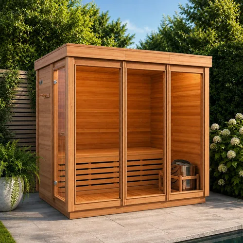 Vista 10 de Sauna al aire libre para 2-3 personas, kit tradicional de sauna de cubo