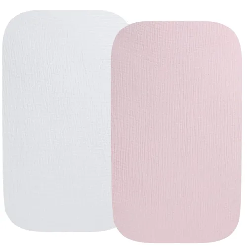 Vista 12 de Sábanas ajustadas de muselina para moisés compatibles con Halo Bassinest Swivel Flex Glide Premiere & Serie Luxe, 2 unidades, algodón elegante Boho
