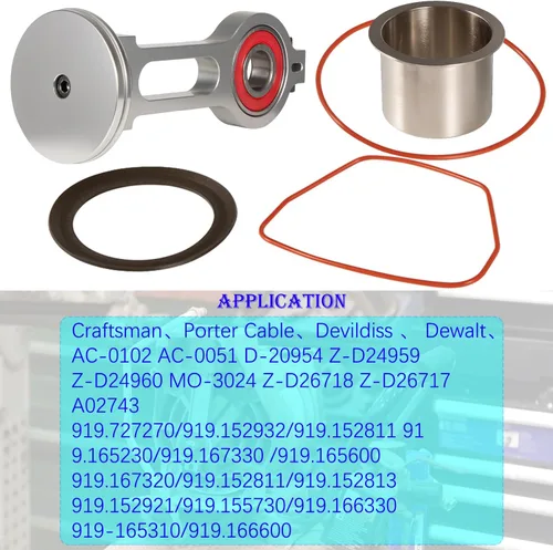 Vista 2 de KK-4835 Kit de pistón de biela para Craftsman Porter Cable DeVilbiss sin aceite Compresor de aire reemplaza los números de piezas 889124 889125
