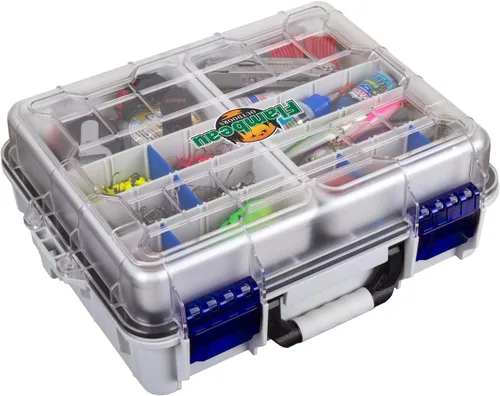 Vista 5 de Flambeau Outdoors 3000WPNC Maletín impermeable 3000, caja portátil impermeable para aparejos con bandejas, gris/transparente