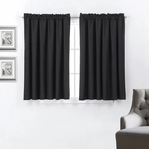 Vista 10 de Diamond Home Linens Cortinas opacas con dobladillo para cortinero de 45 pulgadas de largo para dormitorio, paneles de tratamiento de ventanas