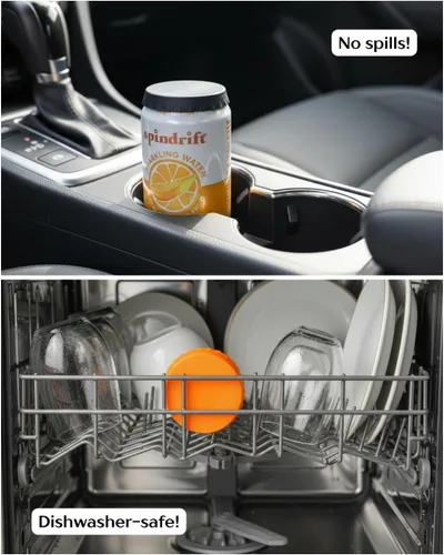 Vista 5 de Tapas reutilizables de silicona para latas de soda (paquete de 6) – Fundas para latas de bebidas al aire libre, viajes y uso diario (aventura)