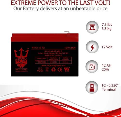 Vista 7 de Marca NT12120 12V 12Ah Batería Recargable de Reemplazo para CSB Blazer Scooter Eléctrico Batería