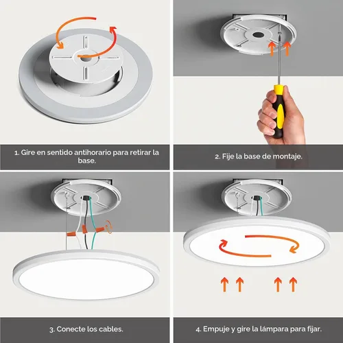 Vista 8 de Matane Paquete de 2 lámparas LED de techo de 12 pulgadas con control remoto, luz nocturna cálida de 2000 K, ajustable de 3000 K-6500 K, luces