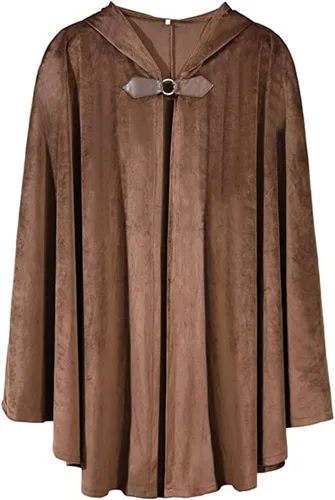 Vista 3 de Capa para cosplay de Halloween, capa con capucha, estilo vintage, para mujer, bruja, vampiro, medieval, capa con capucha