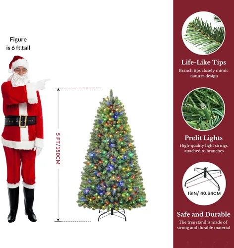Vista 2 de Alupssuc 5ft Classic Spruce Artificial Prelit Christmas Tree
