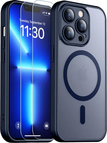 Vista 255 de SPIDERCASE Funda magnética translúcida diseñada para iPhone 11, con 2 protectores de pantalla de vidrio templado, antihuellas, para iPhone 11 de 6.1