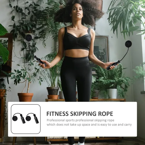 Vista 7 de SOLUSTRE Cuerda de saltar de fitness con rodamientos duales, cuerda de salto inalámbrica de PVC con peso para resistencia a quemar calorías, mango