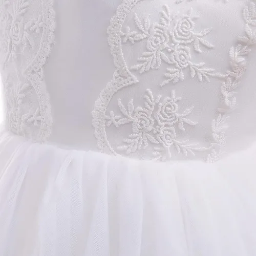 Vista 6 de Vestido de bautismo para niña, 3 piezas, bordado, formal, para fiesta, boda