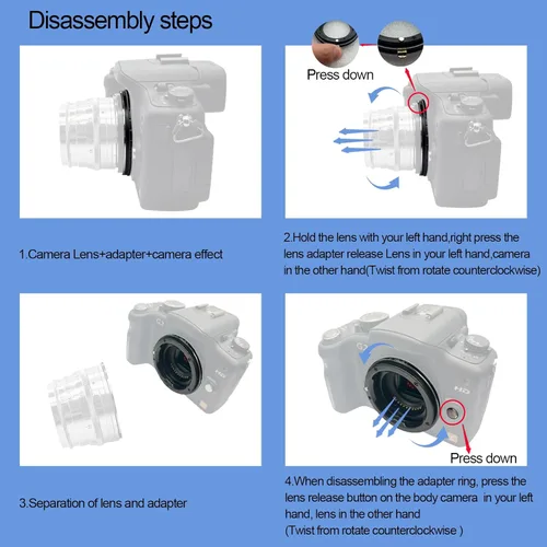 Vista 6 de Adaptador de lente LM a M4/3, compatible con LM Zeiss ZM, lente Voigtlander VM para con cámara de montaje micro 4/3 (MFT, M4/3), como EP1, EP2, EP3