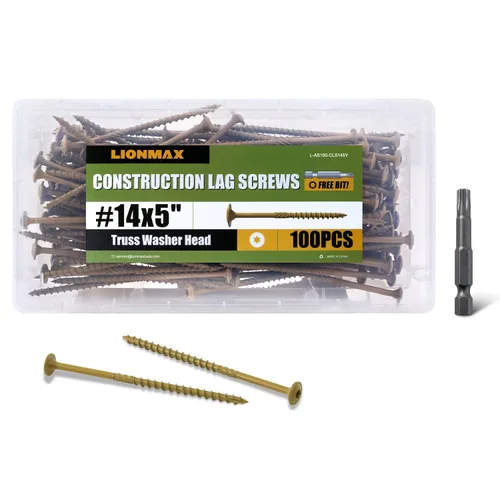 Vista 21 de LIONMAX Tornillos de retraso de 2-1/2 pulgadas, tornillo de madera estructural #14 x 2-1/2, 50 tornillos de construcción resistentes, resistentes a