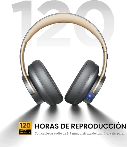 Vista 3 de Picun B8 - Auriculares inalámbricos Bluetooth, 120 horas de reproducción, modos 3EQ, color gris Over-Ear, Built-in Microphone, Multipoint