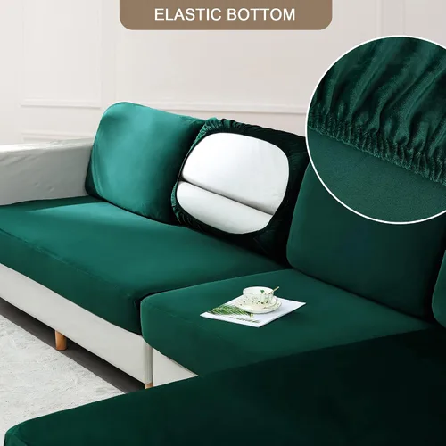 Vista 4 de Fundas elásticas de cojín para sofá, fundas de cojín de terciopelo suave, fundas de cojín para la espalda, protector de muebles con parte inferior