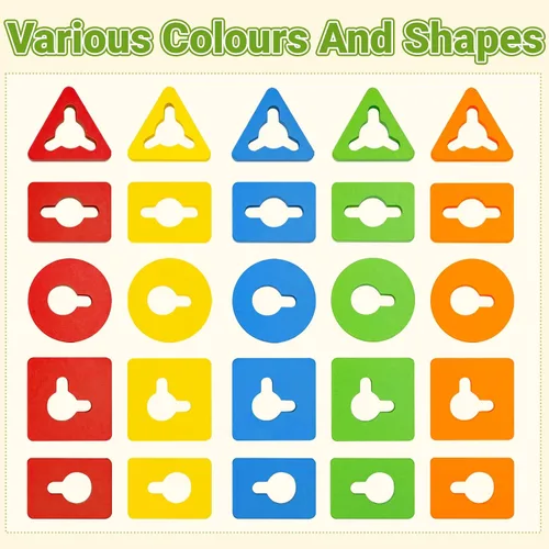 Vista 3 de Montessori - Juguetes apilables de madera para clasificar con reconocimiento de color, bloques de construcción, rompecabezas de formas para niños