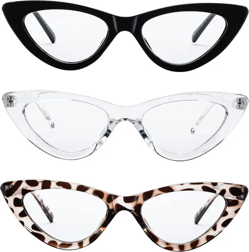 Vista 2 de Yogo Vision Blue Light Blocking Glasses Retro Cateye Eyeglasses for Women Light Spring Hinge Plastic Frame
