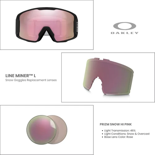 Vista 3 de Oakley Line Miner Large Ski Goggles REPLACEMENT LENSES OO7070 For Men For Women+ Bundle Microfiber Pouch