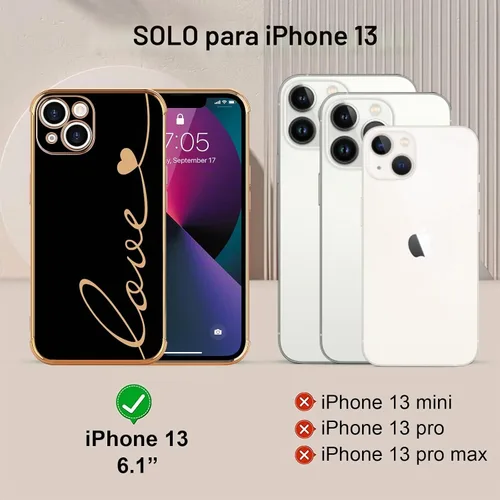 Vista 8 de LCHULLE Funda para iPhone 13 para mujeres y niñas, lindo corazón de amor Negro