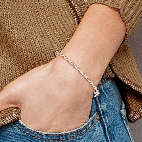 Vista 4 de ICE CARATS Pulsera de plata de ley 925 con bisagras de 0.118 pulgadas en tono rosa, joyería fina para mujer, regalos para ella, Plata de ley