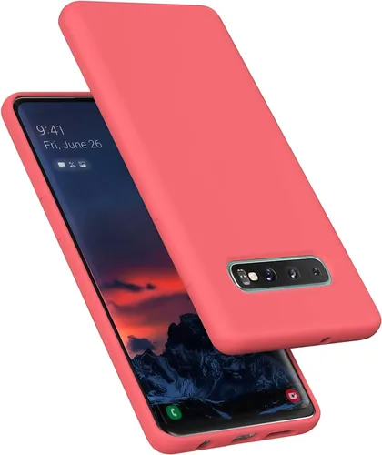 Vista 15 de Funda diseñada para Galaxy S10 Plus de 6.4 pulgadas, S10+ de gel de silicona líquida a prueba de golpes, funda de forro de tela de microfibra suave