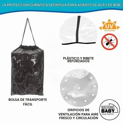 Vista 5 de Cubierta universal impermeable para asiento de coche para bebé, protege del polvo de nieve