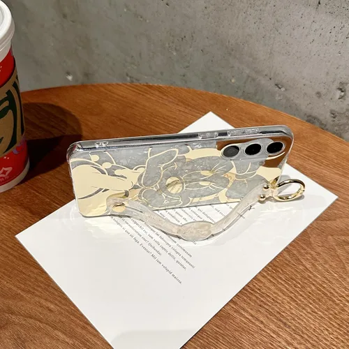 Vista 3 de para Galaxy A05s Funda con Correa para Muñeca y Soporte de Patada, Cubierta Ultra Delgada con Patrón de Animales IMD, Protección a Prueba de Golpes