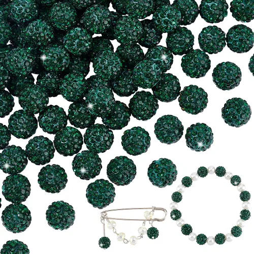 Vista 13 de PH PandaHall - 240 piezas de cuentas de strass en 24 colores, cuentas de cristal de 10 mm, cuentas de bola de discoteca con strass, cuentas