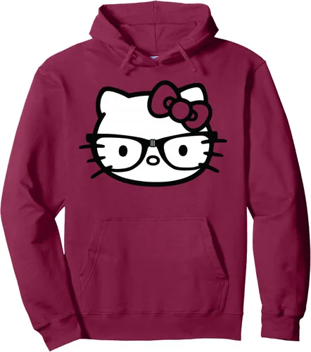 Vista 10 de Hello Kitty Sudadera con capucha de gafas nerd en blanco y negro