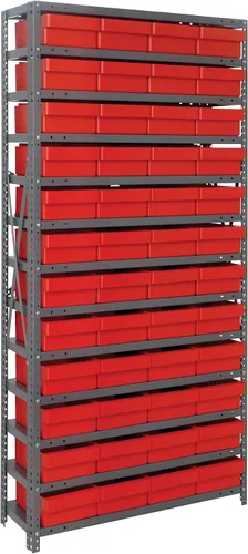 Vista 186 de Quantum QSBU-245BK Heavy Duty Shelving Unit with (7) Shelves and (24) QUS245 Black Bins for Garage Warehouse Storage Distribution 400 lb Load