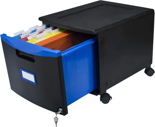 Vista 12 de Storex gabinete de un solo cajón de mini archivo con cerradura, 18.25 x 14.75 x 12.75 in, color negro, (61265B01C), Negro Total 1