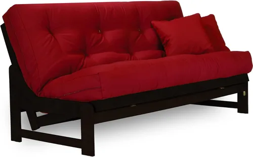 Vista 4 de Nirvana Futons Arden Dark Espresso - Juego de futón de tamaño matrimonial o queen, marco de futón de madera sin brazos con colchón