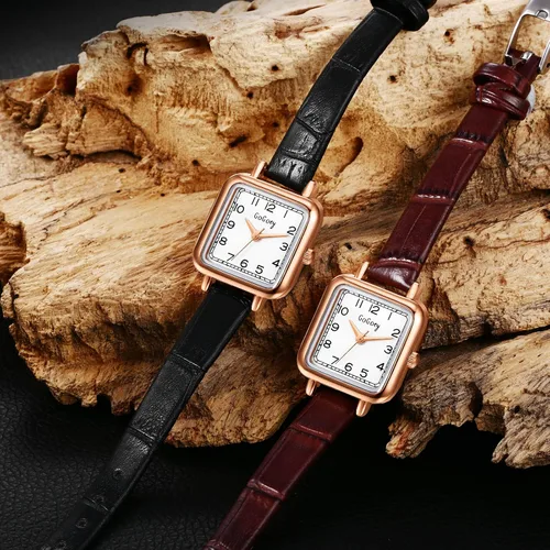 Vista 6 de Avaner Reloj cuadrado para mujer, reloj de pulsera de cuarzo con correa de cuero, reloj de pulsera de vestir para mujer, elegante reloj de cuero