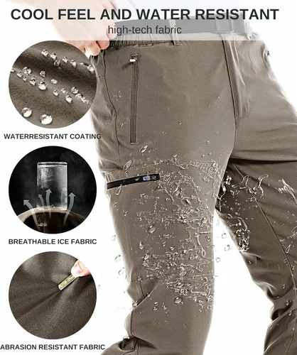 Vista 4 de NATUVENIX Pantalones de senderismo para hombre, pantalones de viaje ligeros para hombre, pantalones de pesca de secado rápido, resistentes al agua